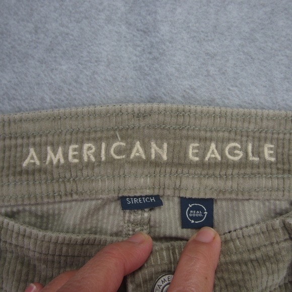 American Pants Women 8 Olive Green Super High Rise Baggy Wide Leg Corduroy Cargo - Picture 4 of 15